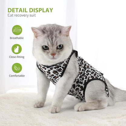 2 Packs Cat Surgery Recovery Suit Surgical Clothes Abdominal Wounds Anti-Licking Cat Bodysuit Onesie Substitute E-Collar& Cone