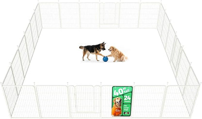 FXW Rollick Unleashed Dog Playpen for Indoor, Yard, RV Camping, 40 inch 24 Panels for Medium and Large Dogs, White│Patented