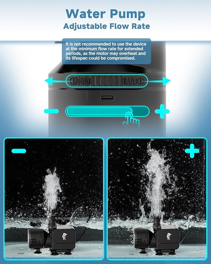 AQQA Dual-Use Aquarium Filter,Fish Tank Filter + Small Water Pump,Filtration,Wave-Making,Dissolved Oxygen,Water Circulation,Water Changes,Fountains Multifunctional Pump,Saltwater Freshwater (18W)