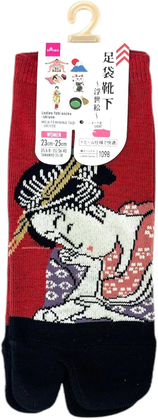 Japan Style Tabi Socks for Split Toe, Comfortable Tabi Toe Socks for Unisex Mt. Fuji, Lucky Cat, Sushi, Sumo, Ukiyoe, Hokusai