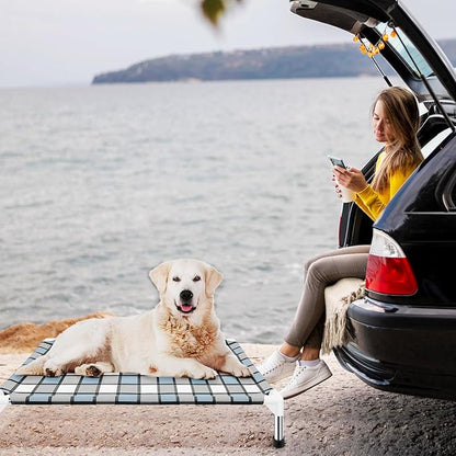 Elevated Outdoor Raised Dog Bed Outdoor Dogs Bed Lifted Pet Bed Dog Cot for Medium Pet Taste Life, Start with A Pet Bed 34'' x 26'' x 6.5''