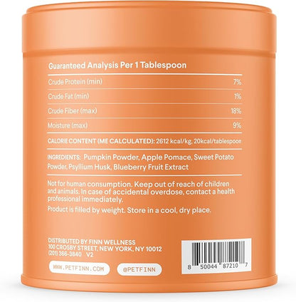 Finn Pumpkin Plus: Daily Digestive Support & Fiber-Rich Topper for Dogs | Promotes Regularity & Gut Health with Superfoods