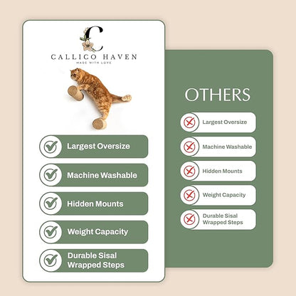 2-Pack Sisal Wall-Mounted Cat Climbing Wall Steps, Cat Wall Steps/Stairs with Sisal Scratching Surface, Wall Shelf Furniture for Climbing & Play for Kittens & Cats, Hidden Mounts