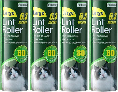 Floor Lint Rollers Pet Hair Extra Sticky with Retractable Long Handle,Large Cat Dog Hair Remover Laundry Clothes Carpet Furniture,6.3 inches Wider with 640 Sheets Giant Lint Remover Brush for Couch