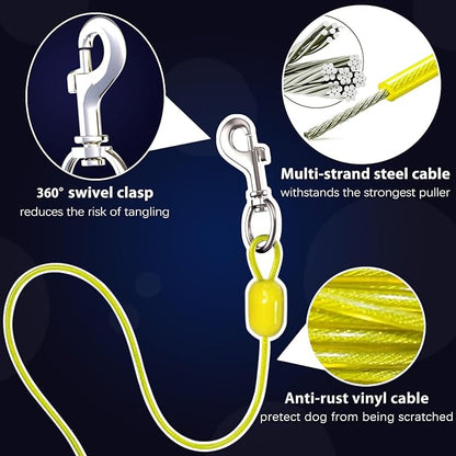 30ft Wall Mount Retractable Dog Tie Out Cable for Small to Large Dogs Between 20-75 lbs, Patented Retractable Dog Lead Great for Yard/Garden - Durable for 70,000 Cycles (Black, 30ft)