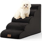 Dog Stairs for High Bed 22.6" H, Small Dog Step for Puppy, Older or Cat, Curved Ramp for Car, Ladder with High Density Foam, Lightweight, Durable, 15.7x33x22.6 inch, 5 Step, Black