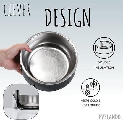 EVELANDO® Premium Dog Food Bowl 32 oz Stainless Steel 4 Cups Small Medium Dog Bowls Non Slip & BPA-Free S M L Pet Water Bowl Platos para Perros Indoor Outdoor Pet Dish Feeder Water and Food Dish