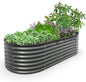 A ANLEOLIFE 8X4X2 ft Galvanized Raised Garden Beds Outdoor, Oval Large Metal Deep Root Planter Box for Planting Vegetables Flowers Herb, Anti-Rust & Easy-Setup, Quartz Grey
