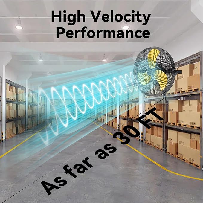18 Inch Wall Fan Pro Series - 4900 CFM 3 Speed High Velocity Industrial Wall Mount Fans for Commercial, Residential, Warehouse, Covered Patio, Shop, Garage, Barn, Gazebo UL Safety Listed