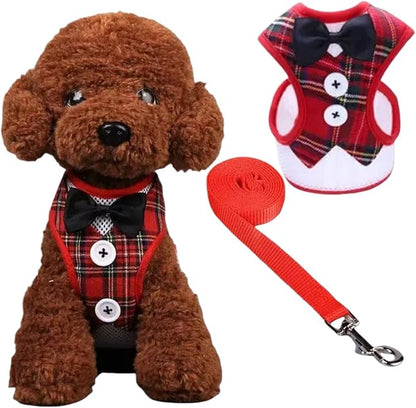 Dog Tuxedo for Wedding, Formal Pet Suit with Bow Tie and Leash, Adjustable Dog Costume for Small Medium Large Dogs, Birthday Christmas Halloween Party Apparel, M（8-14LB）