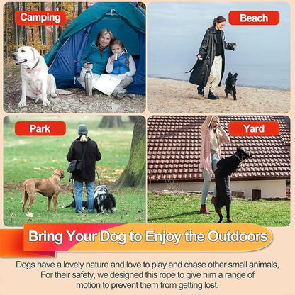 10FT Heavy Duty Dog Tie Out Cable for Large Dogs up to 125lbs, Durable Runner Tether Line (Red)