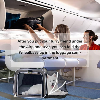 Airline Approved Expandable Premium Pet Carrier on Wheels- Two Sided Rolling Carrier- Designed for Dogs & Cats- Extra Spacious Soft Lined Carrier! (Black) (RL-PET-CARRIER-WHEELS)