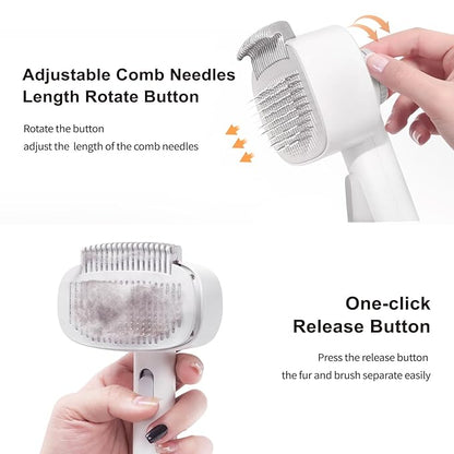 2-in-1 Deshedding Brush & Dematting Comb for Cats, Cat Brush for Long Haired Cats, Effectively Removes Matted Fur & Tangles, White