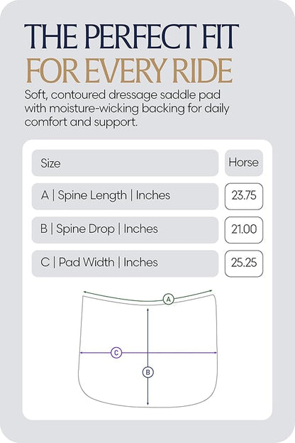 Equinavia Harstad Dressage Saddle Pad | Classic & Durable | Moisture-Wicking Tricot Backing