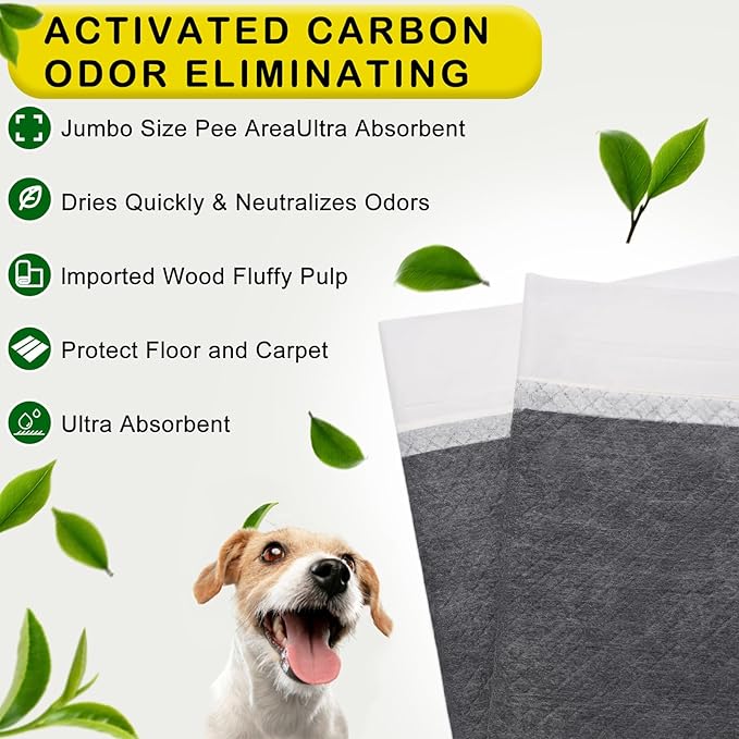 ELEGX Extra Large 28"x44" 40 Pcs Odor-Control Super Absorbency Charcoal Pee Pads for Dogs,Leak-Proof Pet Training Pee Pads,Thicken Disposable Potty Pads Puppy Training Pads for Cats Rabbits