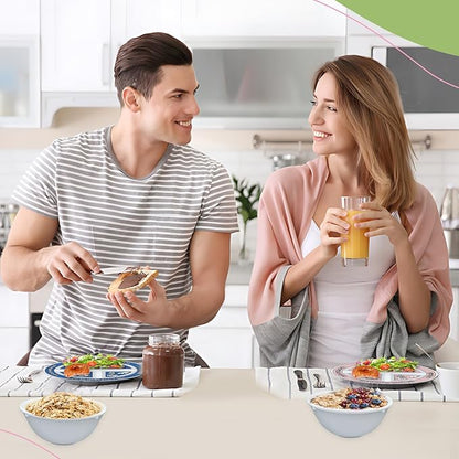 4 Pcs Portion Control Plates & Bowls Set (2 Plates + 2 Bowls, 9 Inch) - Self-Measuring for Weight Loss, Gastric Bypass, LapBand, Diabetes & Healthy Diets, Pink & Blue, for Adults & Children