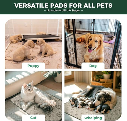 FXW Washable Pee Pads for Dogs, Puppy Pads with Super Absorbent, Specifically Designed for 48inch Cages, 47" × 29" Rectangle, Khaki, 2 Packs