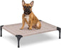 Elevated Dog Bed for Outdoor, Medium Raised Dog Cot with Washable Mesh, Cooling Pet Cot Chew Proof for Outside Camping, 32"x25" Grey