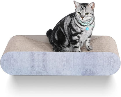 2 in 1 Cat Scratcher Cardboard Lounge Bed, Cat Scratching Post, Durable Board Pads Prevents Furniture Damage,Large (Reversible Grey)