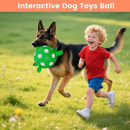 Dog Toys Ball, Durable Dog Soccer Ball with Straps, Interactive Dog Toys for Tug of War, Water Pool Puppy Toys for Indoor/Outdoor – Fun Dog Birthday Gift for Small & Medium Dogs, 6 Inch