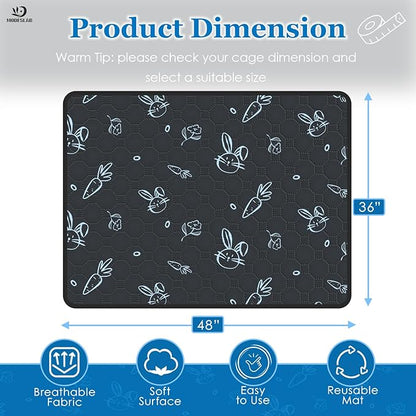 2-Pack Guinea Pig Cage Liner Washable, 36in x 48in Ultra-Absorbent Guinea Pig Bedding for Cage Non-Slip Leak-Proof Pee Pads for Dogs Rabbit Bunny Cat Litter Mat, Navy