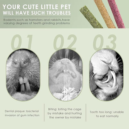 ERKOON Timothy Hay Sticks,Rabbit Chew Toys for Teeth Natural Molar Sticks Rabbits Treats for Bunnies, Chinchilla Guinea Pigs, Gerbil, Hamster (25 Pcs)