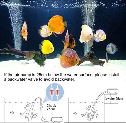 AQQA Aquarium Air Pump,3.5W 5W Dual Outlet Oxygen Pump with 2 Air Stone,Adjustable Air Valve Quiet Bubbler Pump,Up to 160 Gallon Fish Tank (5w)