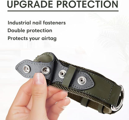 AirTag Dog Collar Soft Leather Webbing Dog Collar for AirTag Provides Double Protection for Small Medium and Large Dogs(Pink,L)