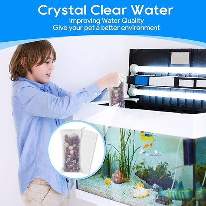 15PCS Media Bags for Aquarium, Extra Fine Mesh Bag Reusable Nylon Net Aquarium Filter Bags with Plastic Zipper for Extra Fine Resins Filter, 3.1 x 7.9 Inch