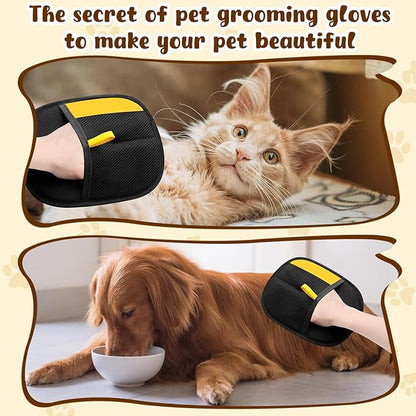 2Pcs Pet Hair Removal Gloves,New Upgrade Efficient Pet Grooming Gloves,Cat Grooming for Hair Removal,Versatile Reusable Pet Hair Remover Glove