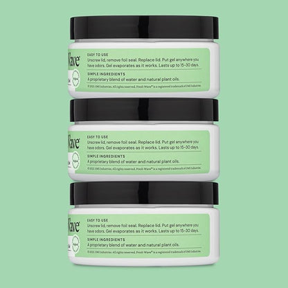 Fresh Wave Odor Removing Gel, 7 oz., Pack of 3 - Odor Absorbers for Home, Safer Odor Relief, Natural Plant-Based Odor Eliminator, Every 7 oz. lasts 15-30 Days, For Cooking, Trash & Pets