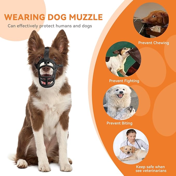 Dog Muzzle – Lightweight Breathable Basket Muzzle, Anti-Biting & Chewing, Adjustable Fit for Small, Medium & Large Dogs(Size1)