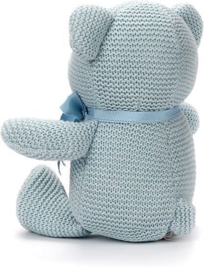 100% Organic Cotton Baby Toys Blue Teddy Bear 6.5" Stuffed Animals for Newborn