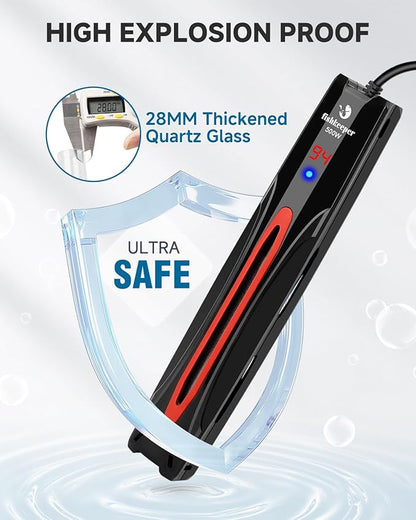 fishkeeper 500W Submersible Aquarium Heater for 65-120 Gal Fish Tanks (Run-Dry/Overheat/Low-Temp Protection)(Precision Electronic Smart Thermostat)(Adjustable Temperature) Ultra-Safe Fish Tank Heater