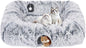 Extra Large Cat Tunnel Bed, 4 Ways Tunnels for Indoor Cats, Multi-cat Family Peekaboo Cave & Cat Bed, Plush Cat Donut with Washable Middle Mat, Exit Balls, Pet Play Toy for Kitten Puppy Rabbit