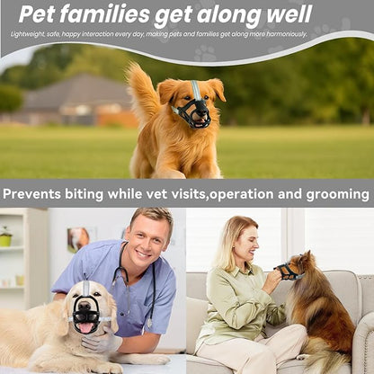 Dog Muzzle, Basket Muzzle for Small Medium Large Dogs, Anti-Biting and Chewing, Lightweight & Sturdy Cage Design, Allows Panting & Drinking, Ideal for Grooming & Training(Black Size M)