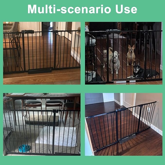 ALLAIBB Extra Wide Pressure Mounted Baby Gate Walk Through Child Kids Safety Toddler Tension White Long Large Pet Dog Gates with Extension for doorways Kitchen (43.31-48.03"/110-122cm, Black)