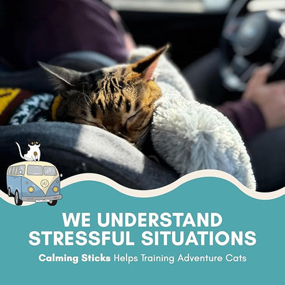 ALBERT & MIA Calming Sticks Lickable Calming Cat Treats for Stress and Anxiety Relief for Cats, Irresistible - Vet Recommended (Sleeping Aid, Vet Visits, Grooming, Car Rides, Plane) 20 Pack