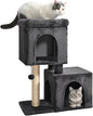 Amazon Basics 30 inch 2 Story Condo Cat Tree with Scratching Posts for Indoor Cats up to 16 lbs, Activity Center with Cozy Perch, Replaceable Hanging Pompom, Dark Gray