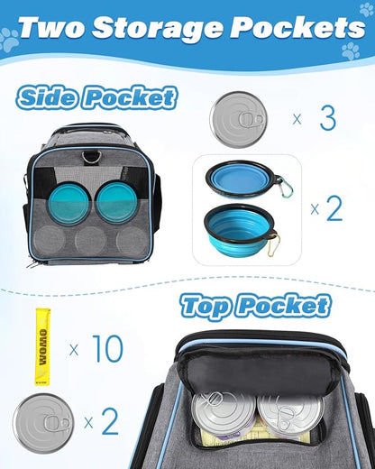 Expandable Travel Pet Bag, Scratch-Resistant Breathable Mesh, Crossbody&Tote Design, Durable&Spacious, Pet Carrier with High-Visibility Windows, Easy-Cleaning Fabric, Removable Soft Pad&Shoulder Strap