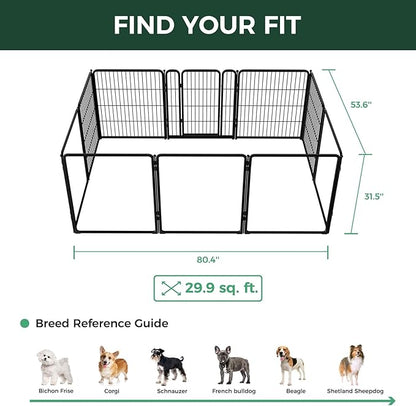 FXW Homeplus Unleashed Indoor Dog Playpen - Stress-Free and Safe Play, Heavy Duty 32 Inch 5 Acrylic Panels + 5 Wire Panels Dog Pen for Small and Medium Dogs, Black│Patented