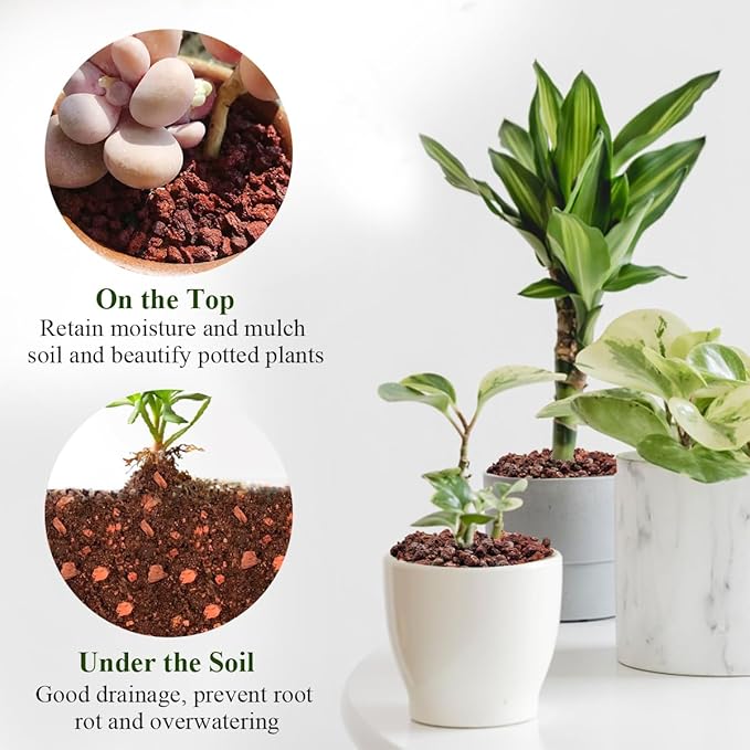 2 lbs Red Lava Rocks for Plants,1/4 Inch Crush Volcanic Rock Gravel Potting Mix for Succulent Cactus Bonsai Aquarium Fire Pits and Garden Landscaping