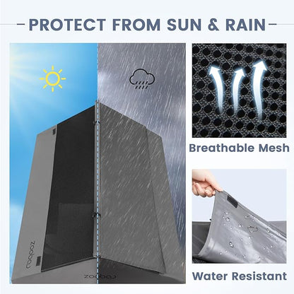 42” Outdoor Dog House for Large Breeds, Durable Large Dog Shelter with Weatherproof 600D PVC Canopy, Breathable 2x1 Textilene Fabric Elevated Dog Bed, XL Dog Kennel for Outside Use