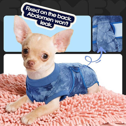 FUAMEY Recovery Suit for Dogs After Surgery,Soft Breathable Dog Bodysuit E-Collar & Cone Alternative Surgical Suit,Male Female Dog Neuter Spay Suits Anti Licking Wounds Onesie Blue Tie Dye XL
