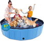 Foldable Dog Pool, 87" x 14" Large Kiddie Pool with Hard Plastic, Non-Slip Dog Bath Tub for Outdoor Backyard, Collapsible Dog Swimming Pool for Kids Dogs Pets (Blue)
