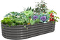 A ANLEOLIFE 8X4X1.5 ft Galvanized Raised Garden Beds Outdoor, Oval Large Metal Planter Box for Planting Vegetables Flowers Herb, Anti-Rust & Easy-Setup, Quartz Grey