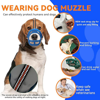 Dog Muzzle, Basket Muzzle for Small Medium Large Dogs, Anti-Biting and Chewing, Lightweight & Sturdy Cage Design, Allows Panting & Drinking, Ideal for Grooming & Training(Blue Size L)
