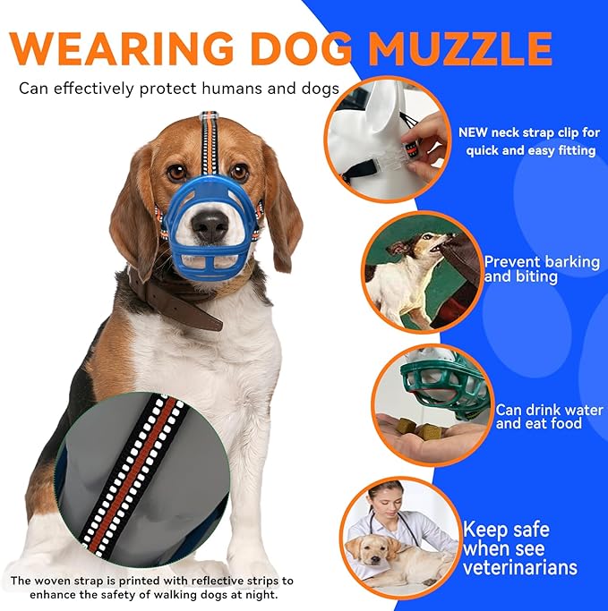 Dog Muzzle, Basket Muzzle for Small Medium Large Dogs, Anti-Biting and Chewing, Lightweight & Sturdy Cage Design, Allows Panting & Drinking, Ideal for Grooming & Training(Blue Size XL)