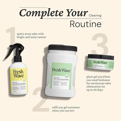 Fresh Wave Odor Removing Gel Refill, 63 oz., Pack of 2 - Safer Odor Absorbers for Home, Natural Plant-Based Odor Eliminator, Every 15 oz. lasts 30-60 Days, For Cooking, Trash & Pets