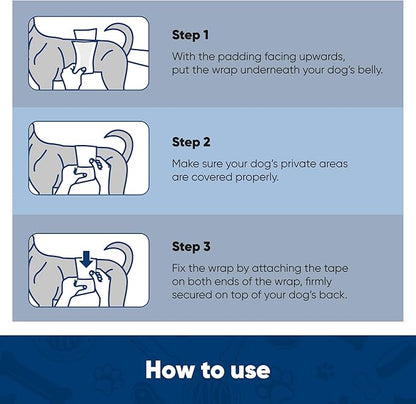 American Kennel Club Male Dog Wrap, Disposable Diapers with Wetness Indicator, Large, 50 Count